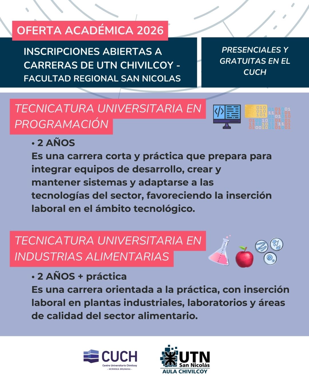UTN Chivilcoy – Últimos días para inscribirse a carreras de UTN en el CUCH