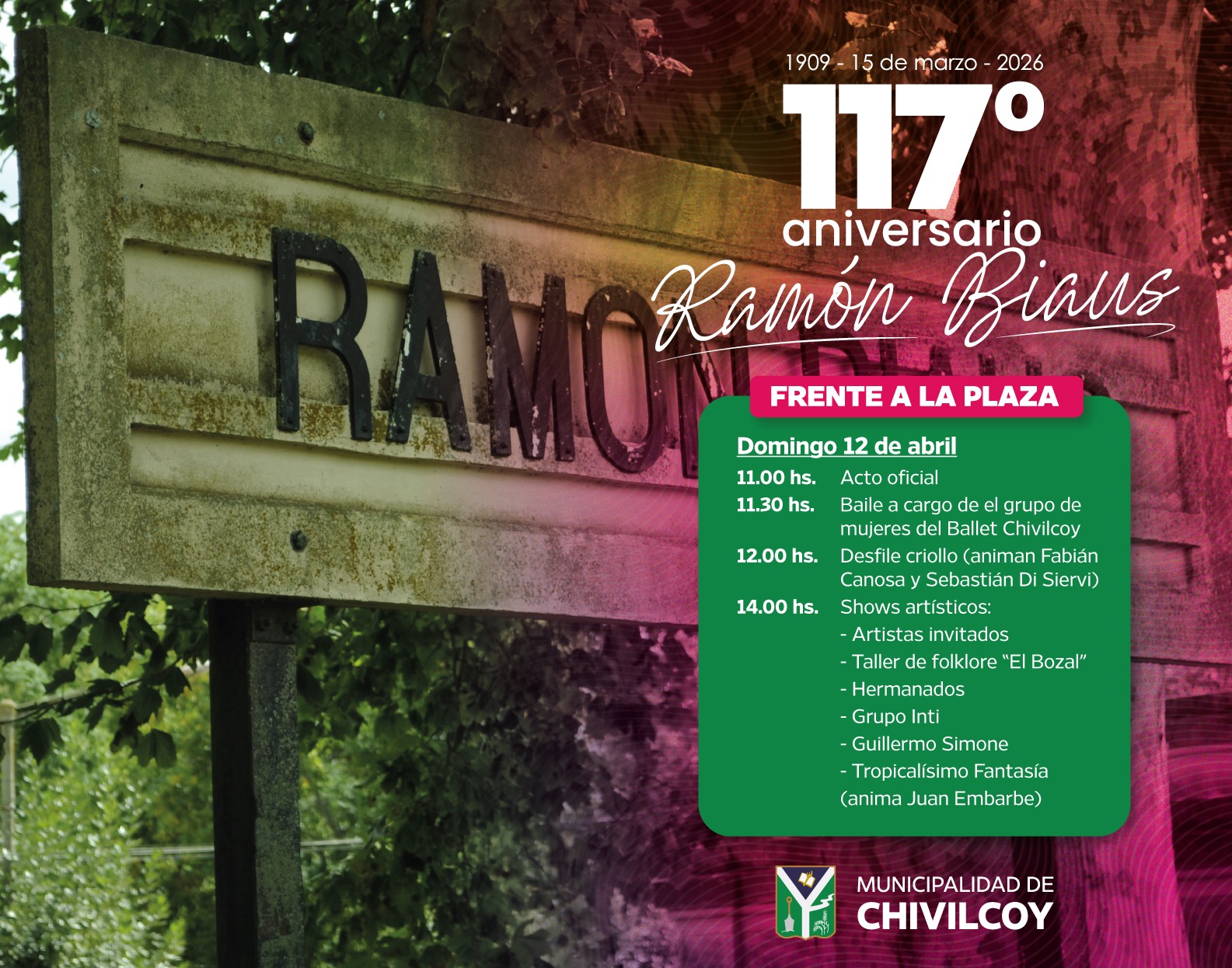 Ramón Biaus celebra su 117° aniversario este domingo con una amplia propuesta cultural y tradicional
