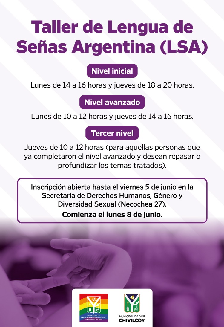 Abren la inscripción para el Taller de Lengua de Señas Argentina en Chivilcoy