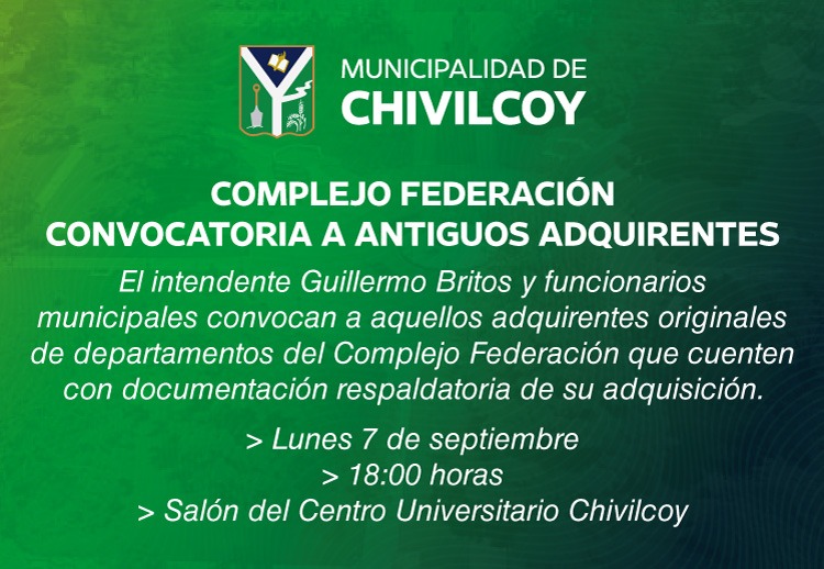 El municipio convoca a adquirentes originales del Complejo Federación