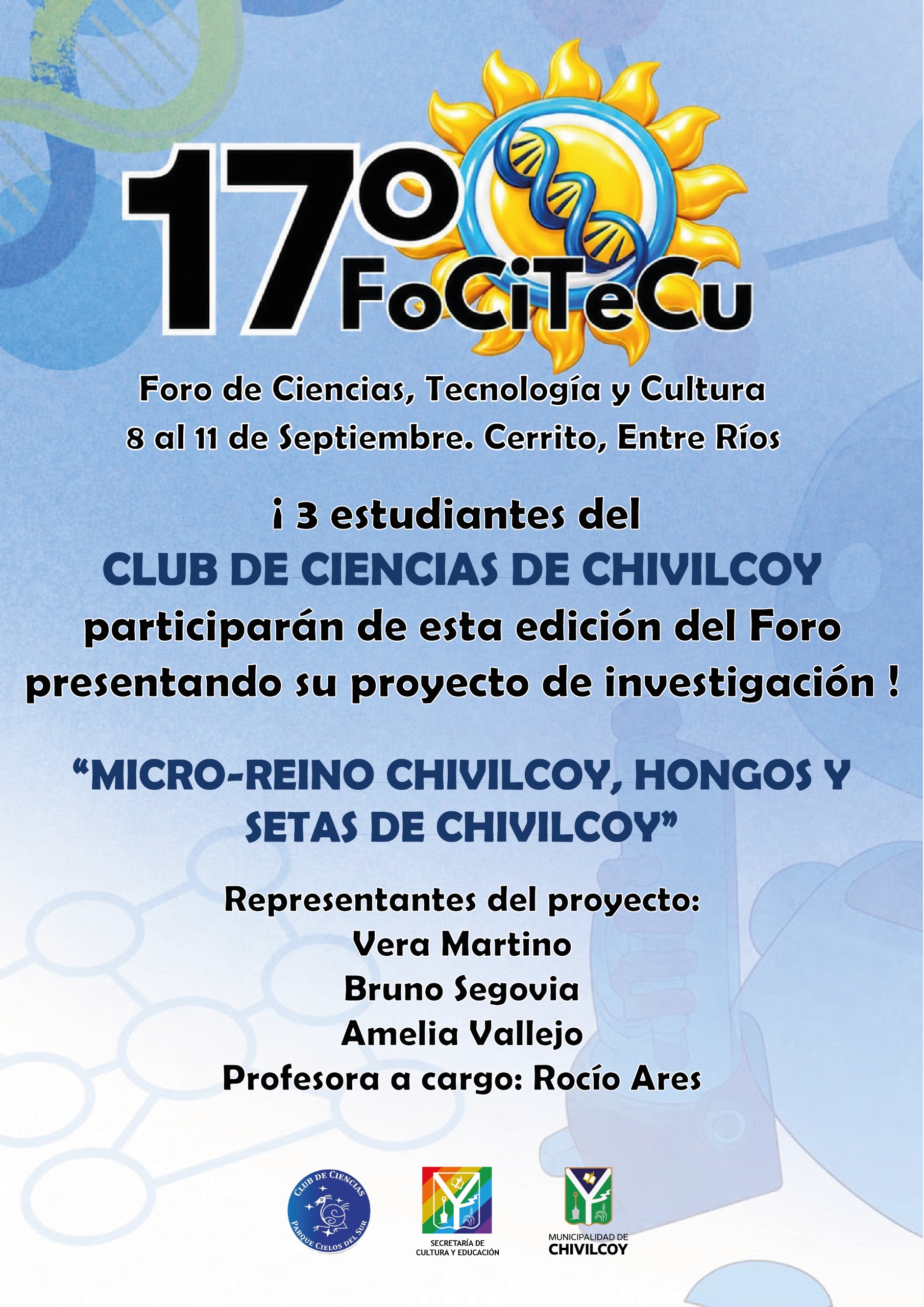 El Club de Ciencias de Chivilcoy participará del 17° Foro de Ciencias, Tecnología y Cultura en Entre Ríos
