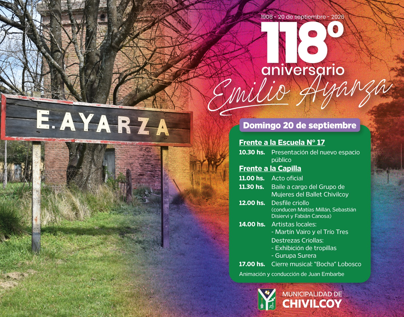Emilio Ayarza celebrará sus 118 años con una jornada de tradición, música y actividades para toda la comunidad